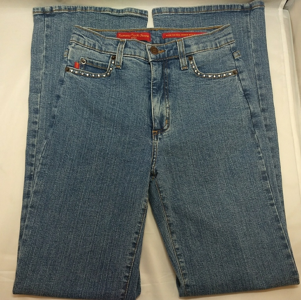NYDJ Women's Blue Tummy Tuck Rhinestone Jeans SZ 2